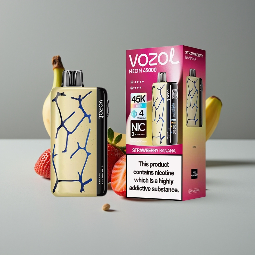 Vozol Neon 45K 45000 Puffs Vape μιας χρήσης Φράουλα Μπανάνα με 20ml E-liquid και Mesh Coil