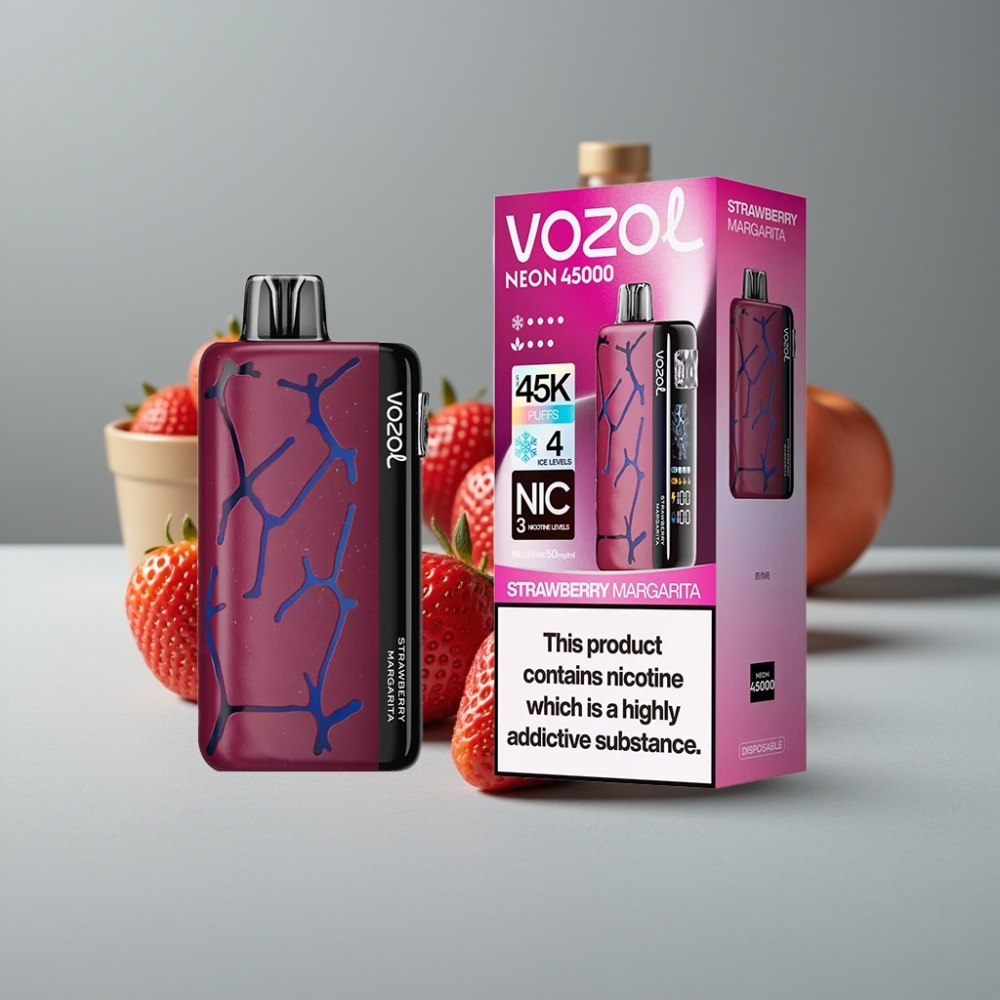 Vozol Neon 45K 45000 Puffs Vape μιας χρήσης Φράουλα Μαργαρίτα με Ρυθμιζόμενο Ice και Airflow