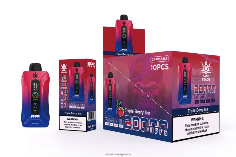 Pod System Vapes - Bang Beach Έξυπνη οθόνη ατμού 20000 ρουφηξιών τριπλός πάγος μούρων 44L628