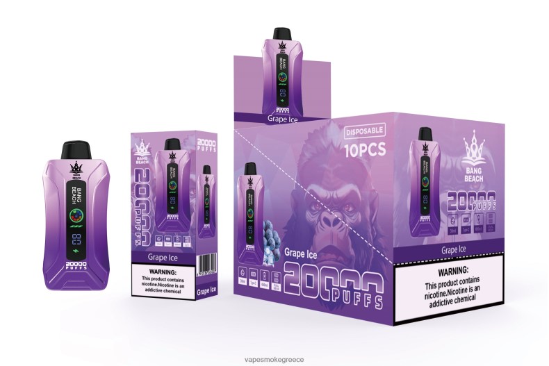 Vape Χωρισ Νικοτινη - Bang Beach Έξυπνη οθόνη ατμού 20000 ρουφηξιών πάγος σταφυλιού 44L6210