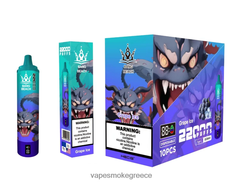 Vape Μιασ Χρησησ - Bang Beach Έξυπνη οθόνη 22000 ρουφηξιών πάγος σταφυλιού 44L6219
