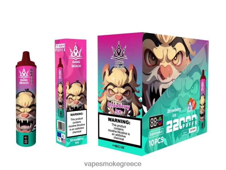 Vape Χωρισ Νικοτινη - Bang Beach Έξυπνη οθόνη 22000 ρουφηξιών πάγος φράουλας 44L6220