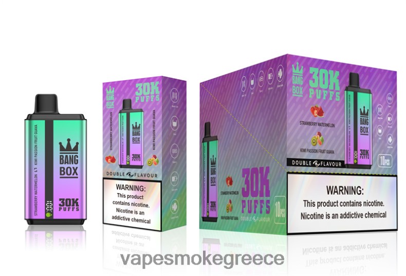 Vape Χωρισ Νικοτινη - Bang Box 30000 ρουφηξιές διπλές γεύσεις φράουλα καρπούζι & ακτινίδιο γκουάβα πάθους 44L6270
