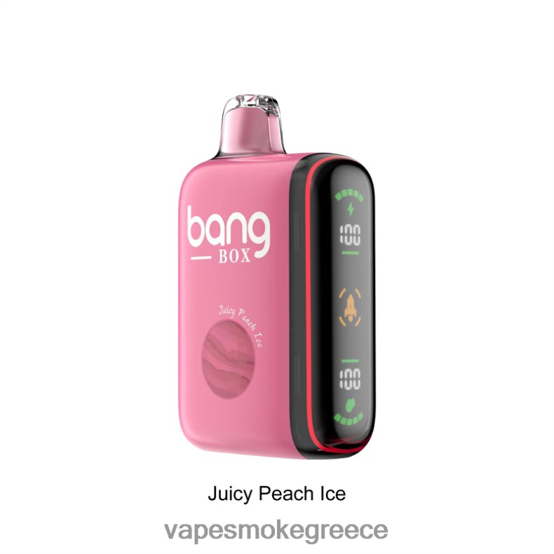 Vape Μιασ Χρησησ - Bang Box Έξυπνη οθόνη ισχύος 9000-18000 ρουφηξιών ζουμερός πάγος ροδάκινου 44L6229