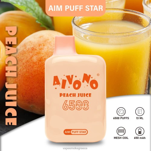 Vape Μιασ Χρησησ - Aivono AIM PUFF STAR 6500 LPV66289 χυμό ροδάκινου