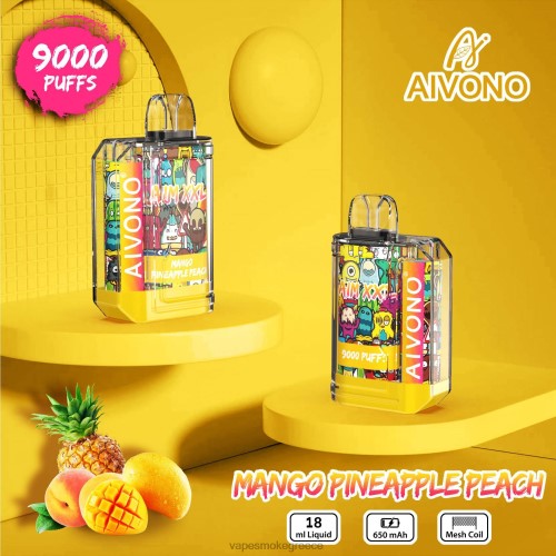 Vape Μιασ Χρησησ - Aivono AIM XXL Αυτοκόλλητο 9000 στόμα διάφανο LPV6649 μάνγκο ανανά ροδάκινο