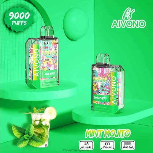 Vape Χωρισ Νικοτινη - Aivono AIM XXL Αυτοκόλλητο 9000 στόμα διάφανο LPV6655 μοχίτο μέντας