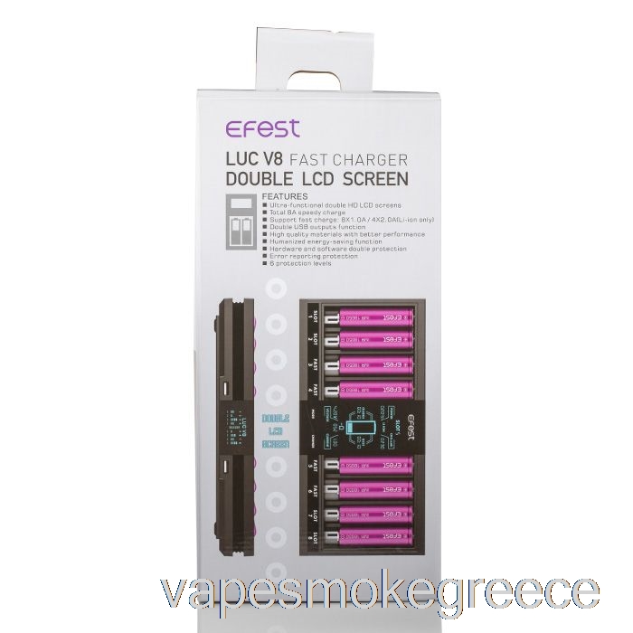 Vape Greece Efest Luc V8 διπλή οθόνη Lcd γρήγορος φορτιστής μπαταρίας