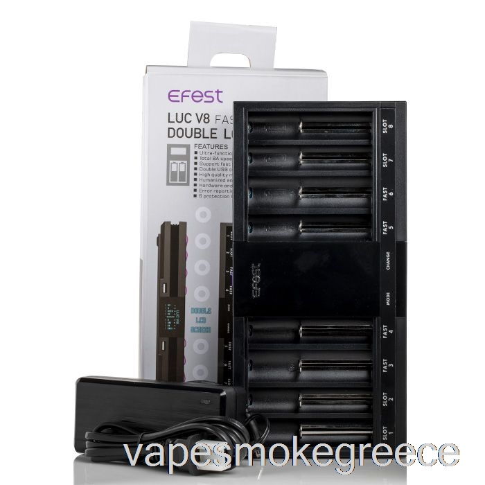 Vape Greece Efest Luc V8 διπλή οθόνη Lcd γρήγορος φορτιστής μπαταρίας