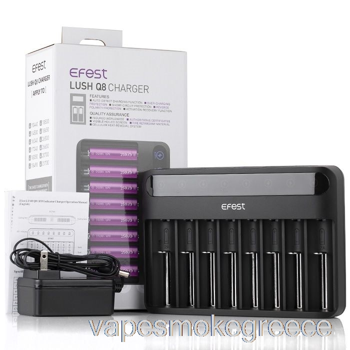Vape Greece Efest Lush Q8 8 Bay έξυπνος φορτιστής μπαταρίας