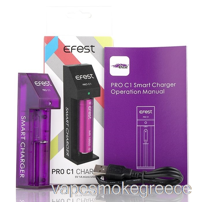 έξυπνος φορτιστής μπαταρίας Vape Greece Efest Pro C1 1-bay